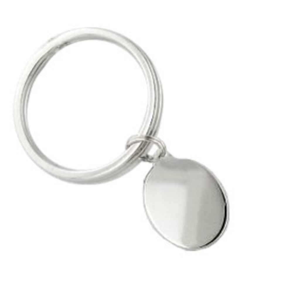 Small Plain Silver Oval Keyring